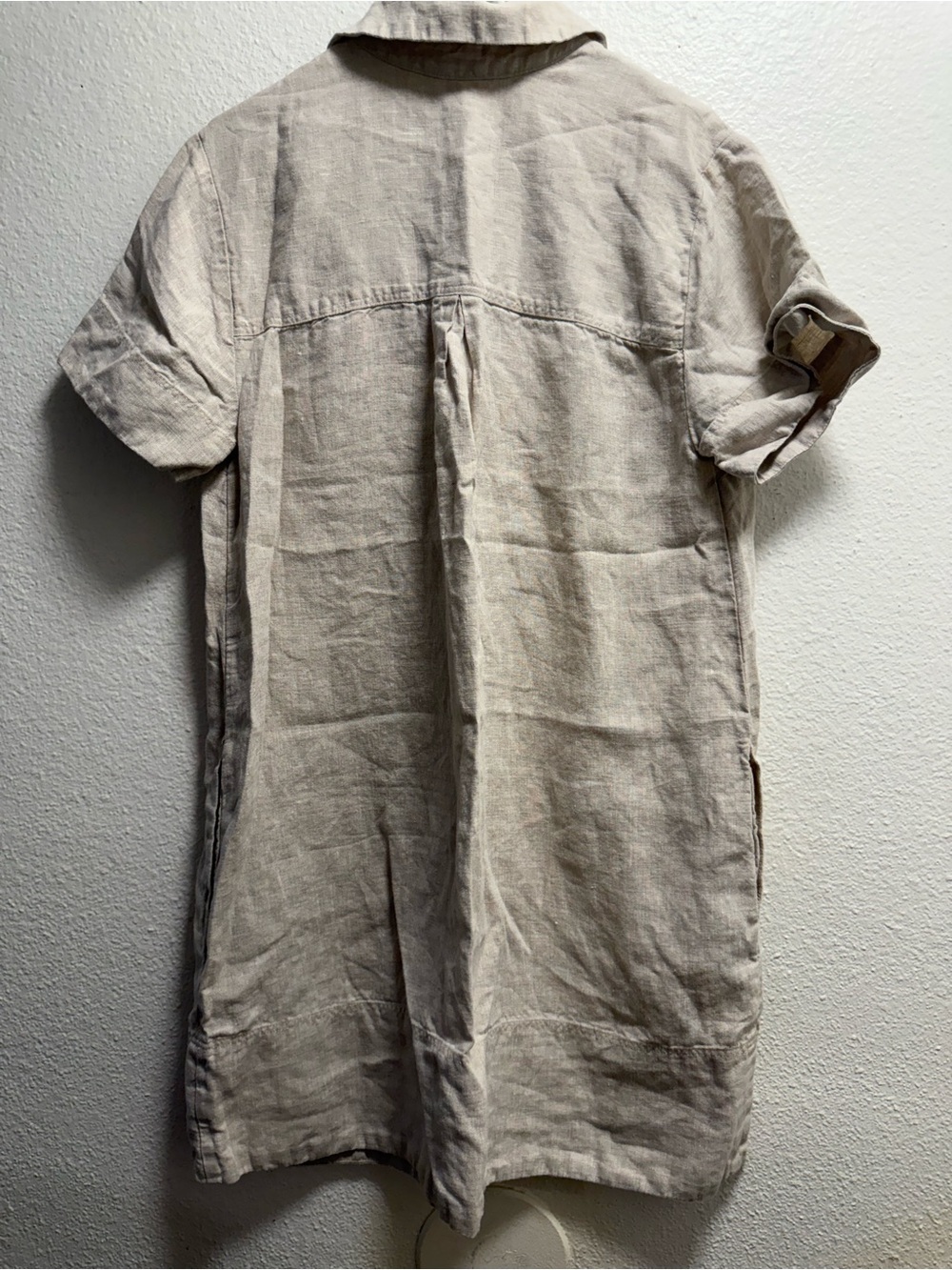 Madewell 100% Linen dress size S V-Neck Mini Dress in Light Beige - Picture 9 of 11